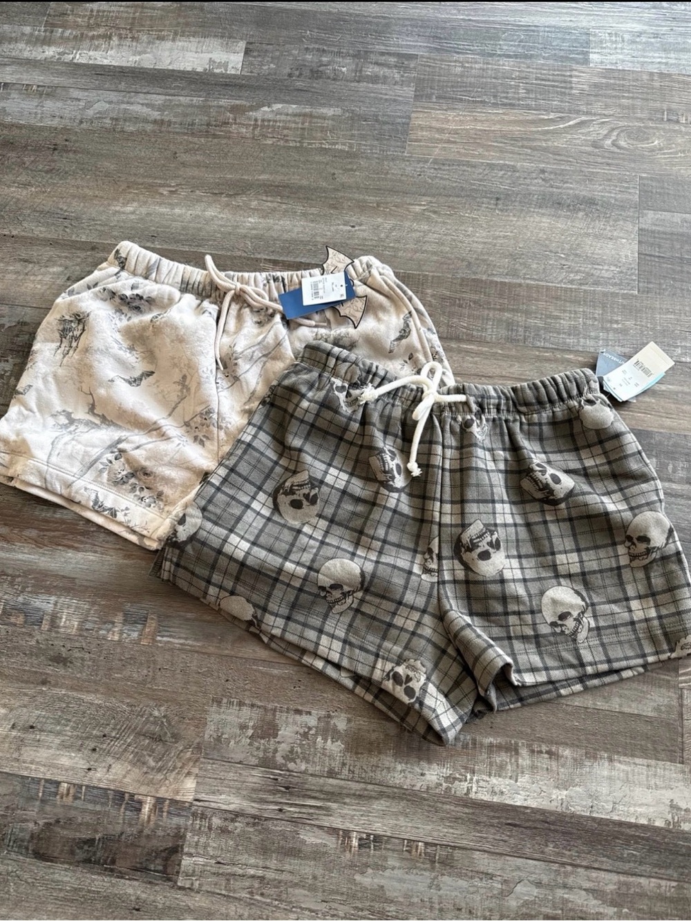 Grayson Threads Gray Plaid Skull Lounge Shorts